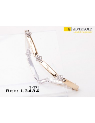 1-3-371-1-Pulsera articulada con rosetones de zirconitas y cierre mosquetón (19 cm) L 3434