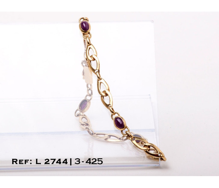 1-3-425-1-Pulsera alternada con 4 piedras granates (19.5 cms) L 2744