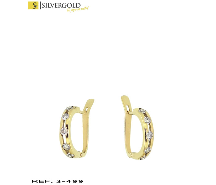 1-3-499-1-Pendiente oro 18Kt. medio aro con circonitas L 4323
