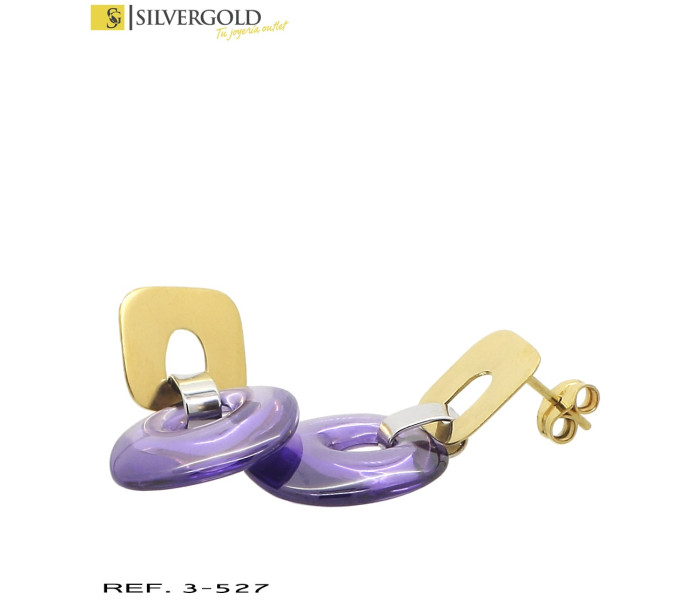 1-3-527-2-Pendientes bicolor colgantes con cristal de Murano malva. L 4059