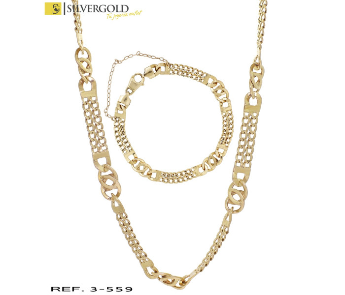 1-3-559-2-Conjunto oro 18Kt. de pulsera y gargantilla alternadas L 3923