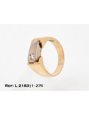1-1-276-1-DIA-ANILLOT24 BICOLOR ESTILO SELLO CON DIAMANTE (22 mm) L2183