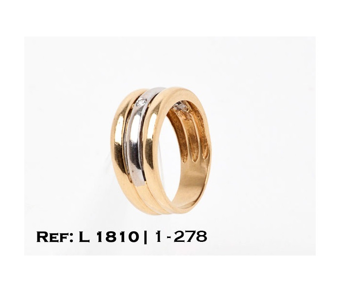 1-1-278-1-ANILLO TRIPLE ARO CENTRAL ORO BLANCO diamnate (18,5 mm) L1810