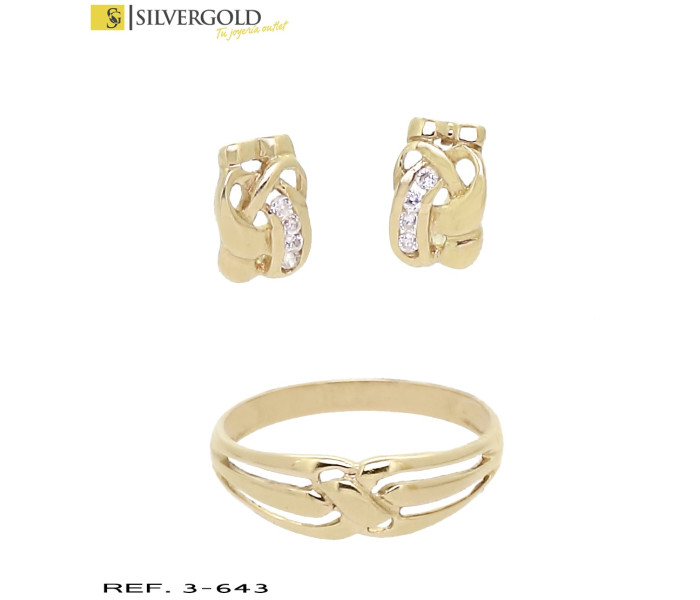 1-3-643-2-Conjunto oro 18Kt. de anillo y pendientes L 4265
