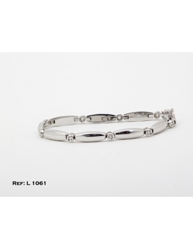 1-3-955-1-Pulsera oro blanco 18Kt. semi rígida con circonitas L1061