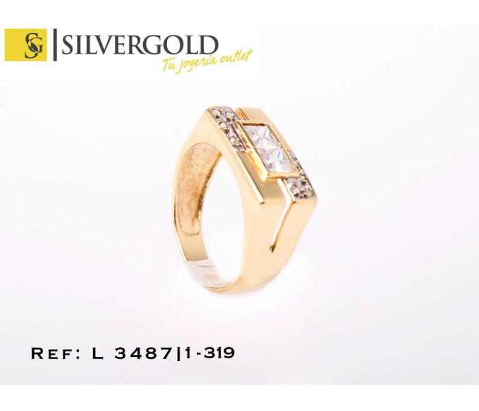 1-1-319-1-Anillo oro 18Kt. rectangular con zirconitas L3487