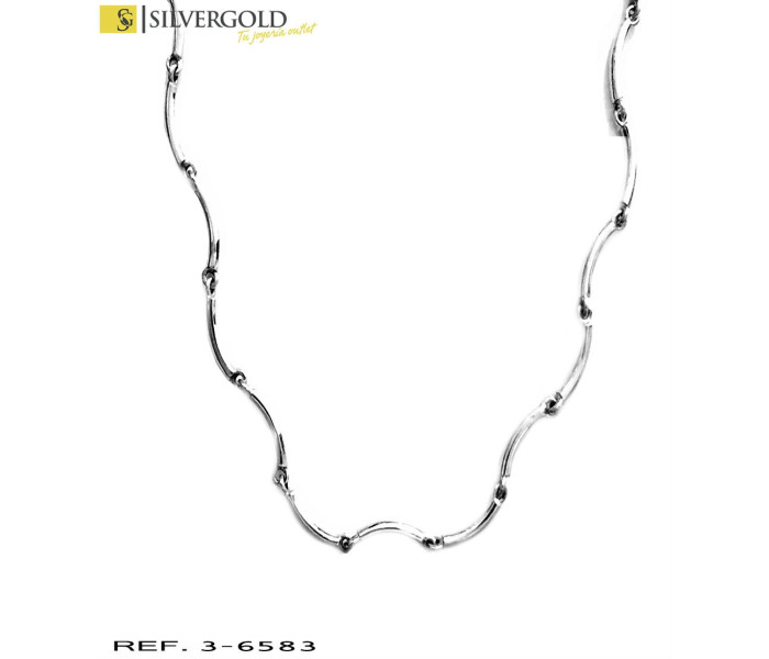 1-3-6583-1-Gargantilla oro blanco 18Kt. semi-rigída de eslabones en ondas