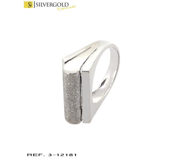 1-3-12181-1-T-18Anillo oro blanco con detalle abultado en oro mate