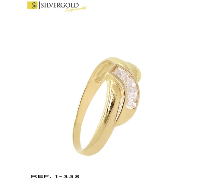 1-1-338-1-Anillo oro 18Kt. con detalle central de baguettes L1478