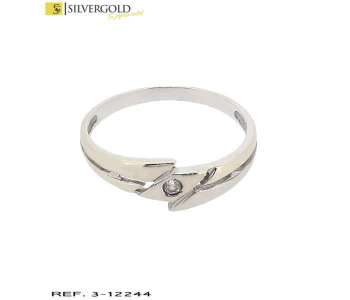 1-3-12244-1-AnilloT16 oro blanco calado con zirconita sobre rombo central