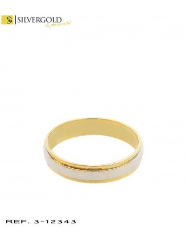 1-3-12343-1-Alianza oro bicolor lisa. Oro 18Kt .con contraste