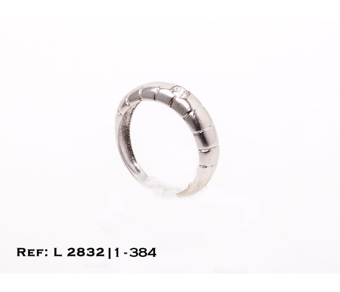 1-1-384-1-Anillo aro oro blanco gallonado con piedrita centra (Talla14) L2832