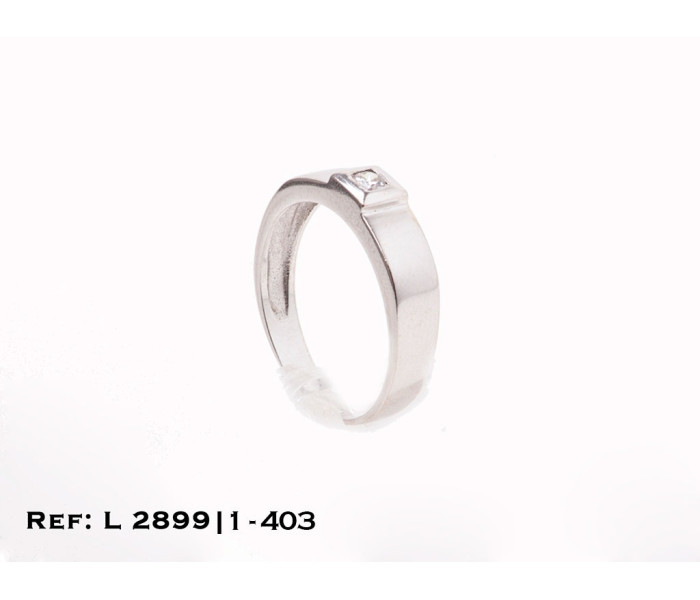 1-1-403-1-Solitario oro blanco piedra blanca cuadrada (Talla 15) L2899