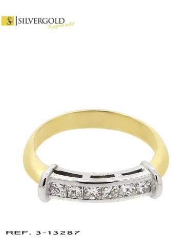 1-3-13287-2-D-Anillo oro bicolor 18Kt. con 6 brillantes