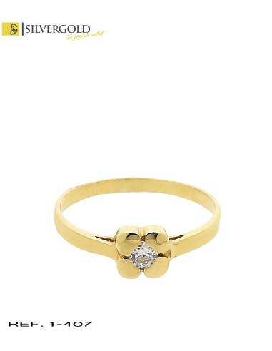 1-1-407-2-ANILLO FINO FLOR CON CHISPITA BLANCA (18 mm) L1642