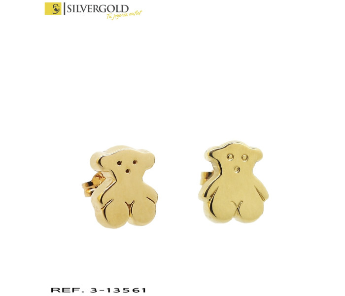 1-3-13561-2-Pendientes oro 18Kt. oso huecos tipo tous con cierre de presión