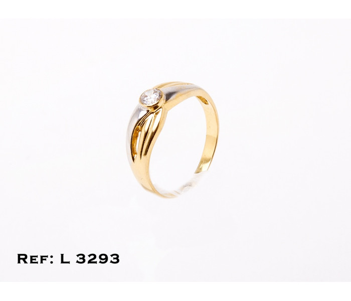 1-1-418-1-Solitario oro bicolor 18Kt. cruzado con circonita L3293