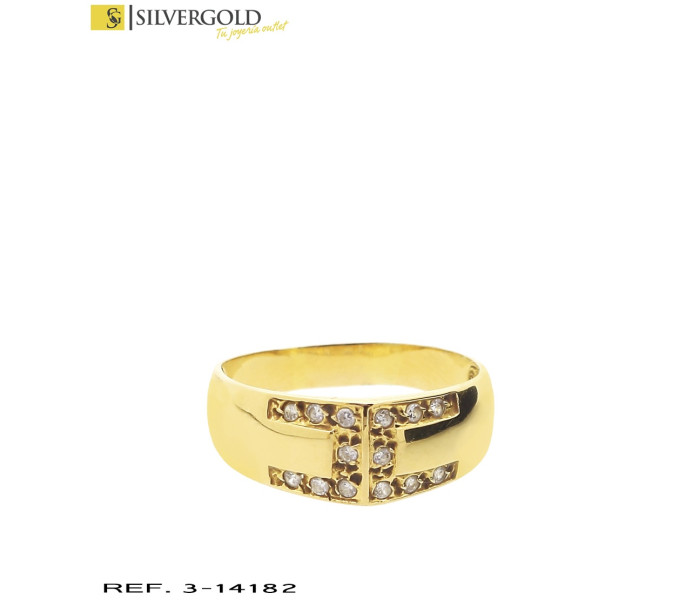 1-3-14182-3-Anillo oro 18Kt. simétrico con detalle de zirconitas