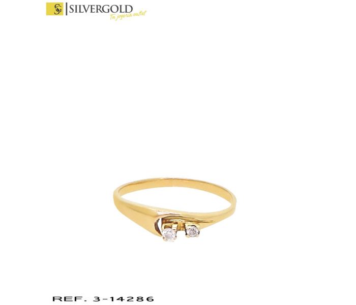 1-3-14286-1-Anillo oro 18Kt. con calado y 2 zirconitas