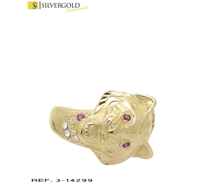 1-3-14299-1-Anillo oro 18Kt. con cabeza de pantera