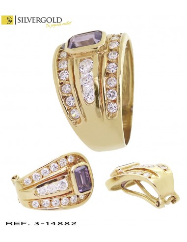 1-3-14882-1-Conjunto oro 18Kt. de pendientes cierre omega y anillo