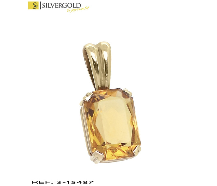 1-3-15487-1-Colgante oro 18Kt. con piedra tipo ámbar en garra
