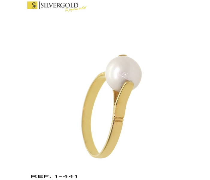 1-1-441-2-Anillo oro 18Kt. infantil con perla . L1542