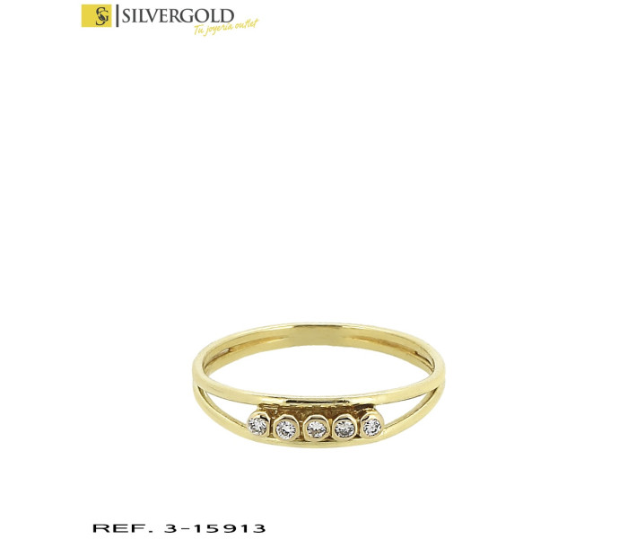 1-3-15913-1-DIA-Anillo oro 18Kt. estilo cinquillo con diamantes
