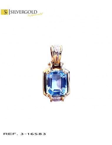 1-3-16583-1-DIA-Colgante oro 18Kt. con topacio azul y brillantes