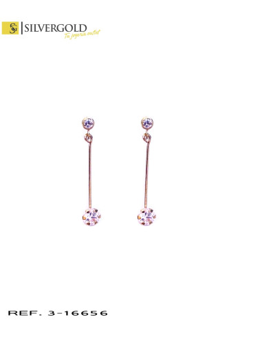 1-3-16656-1-Pendientes oro 18Kt. con circonita colgando