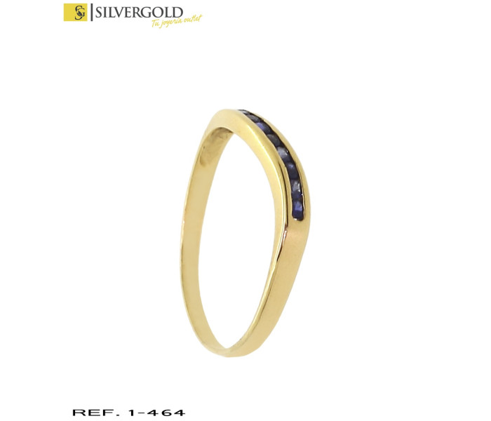 1-1-469-2-Anillo oro 18Kt. con piedras estilo zafiro L1761