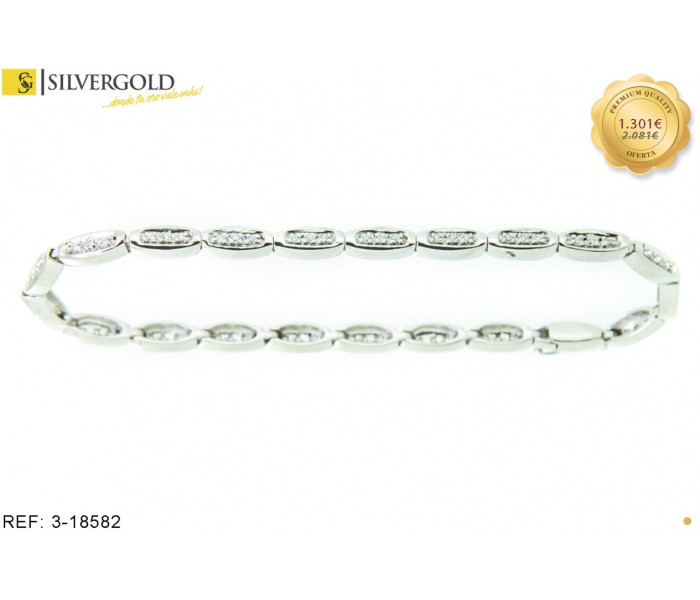1-3-18582-1-Pulsera en oro blanco, con diamantes engastados en sus eslabones