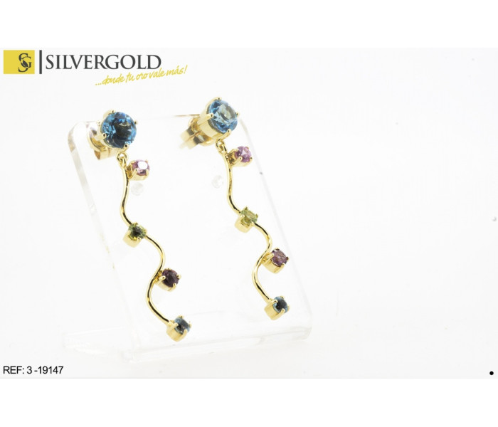 1-3-19147-1-Pendientes colgantes con piedras de colores a modo de hojas con tuerca a presión