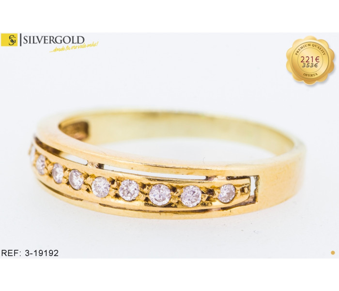 1-3-19192-1-Anillo tipo compromiso con hilera de Diamantes. Oro 18 kt.