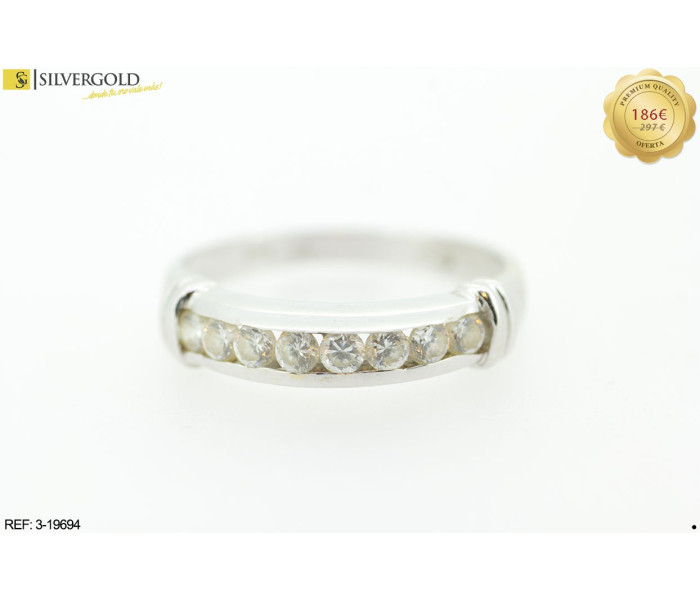 1-3-19694-1-Anillo oro blanco estilo compromiso con piedra tipo circonita. Oro 18 kt.