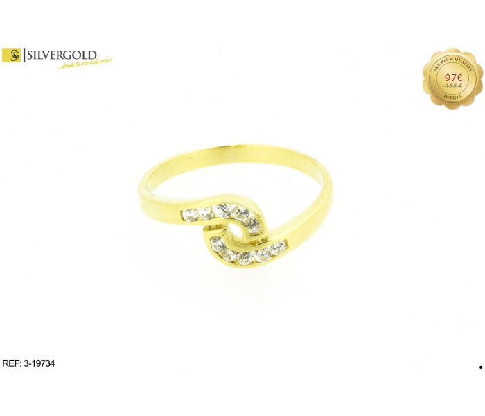 1-3-19734-1-Anillo fino con detalle central circular con pequeña piedra tipo circonita. Oro 18 kt. contraste 7