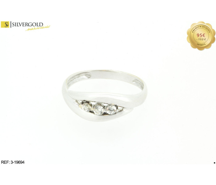 1-3-19745-1-Anillo oro blanco con tres piedras tipo circonitas. Oro 18 kt