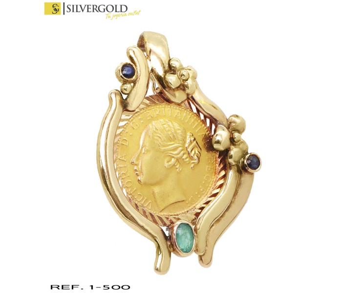 1-1-500-1-Colgante oro 18Kt. con moneda de la Reina Victoria 1900L1049