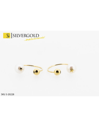 1-3-20228-1-Pareja de pendientes con piedra tipo perla. Oro 18 kt.