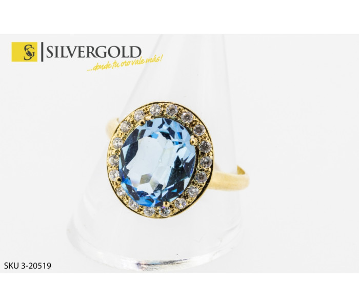 1-3-20519-1-Anillo con piedra tipo Aguamarina engastada en 4 brazos. Oro 18 kt.