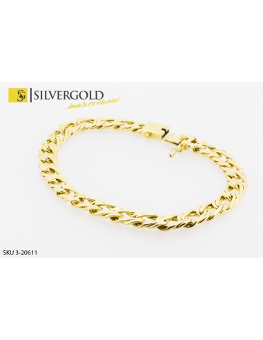 1-3-20611-1-Pulsera eslabón barbado plano y doble.Oro 18 kt