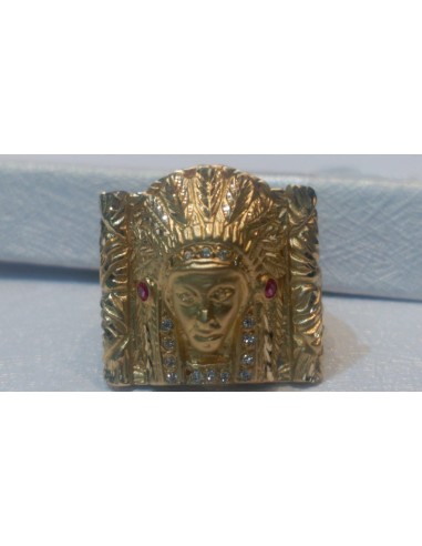 1-3-21276-1-Anillo tipo sello de Jefe Indio. Oro 18 kt. SER COLECCIÓN 2018-