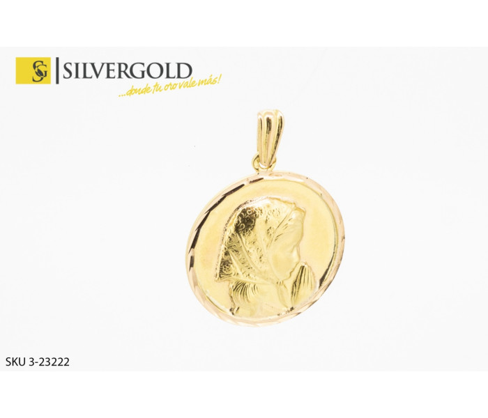 1-3-23222-1-Colgante medalla de imagen de niña en perfil. Oro 18 kt