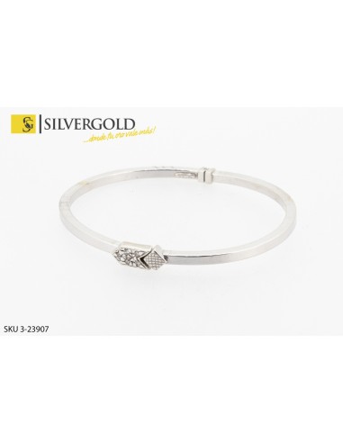 1-3-23907-1-Pulsera oro blanco rígida tipo aro con decoración central con circonitas. Contraste 750