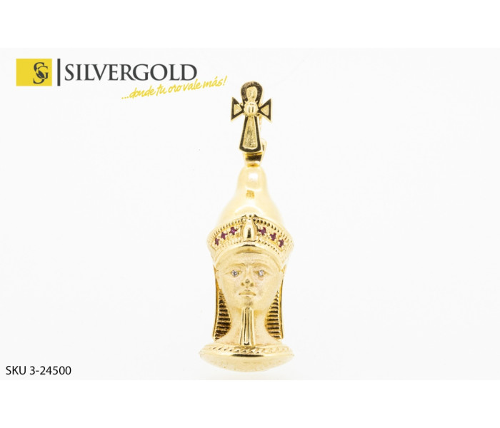 1-3-24500-1-Colgante Faraón de Egipto con circonitas estilo Rubí en tocado y ojos . Oro 18 kt