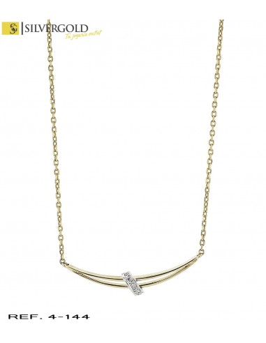 1-4-144-3-DIA-Gargantilla oro 18Kt. con detalle central de medio arco con diamantes L 1058