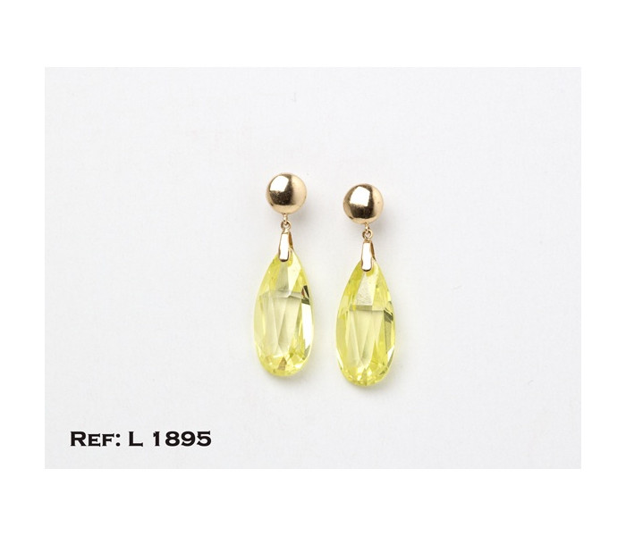 1-4-211-2-Pendientes citrino grande talla pera y cierres de presiÃn (10.96 L 1895)