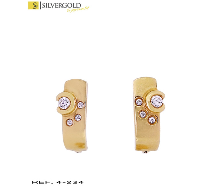 1-4-234-3-Pendientes oro 18Kt. mates con circonitas L 930