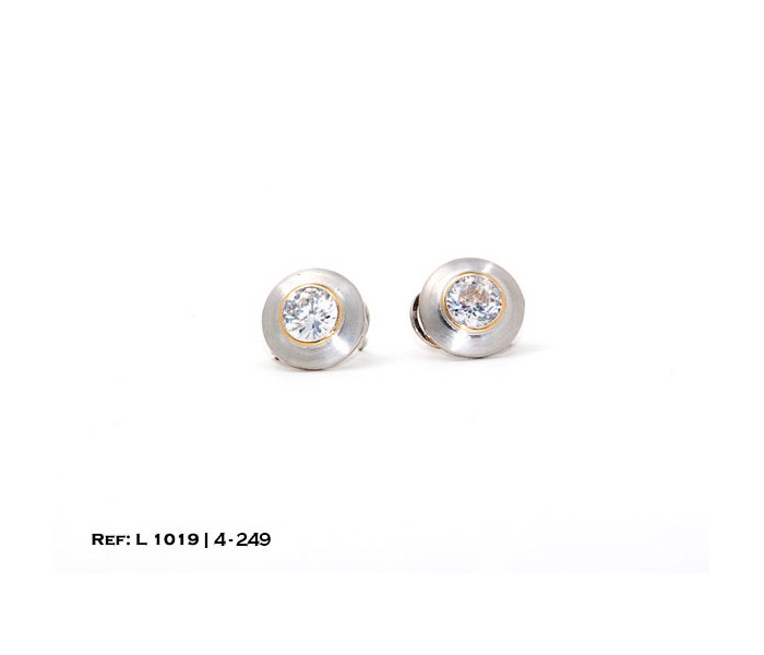 1-4-249-2-Pendientes en oro blanco estilo chatón con circonita