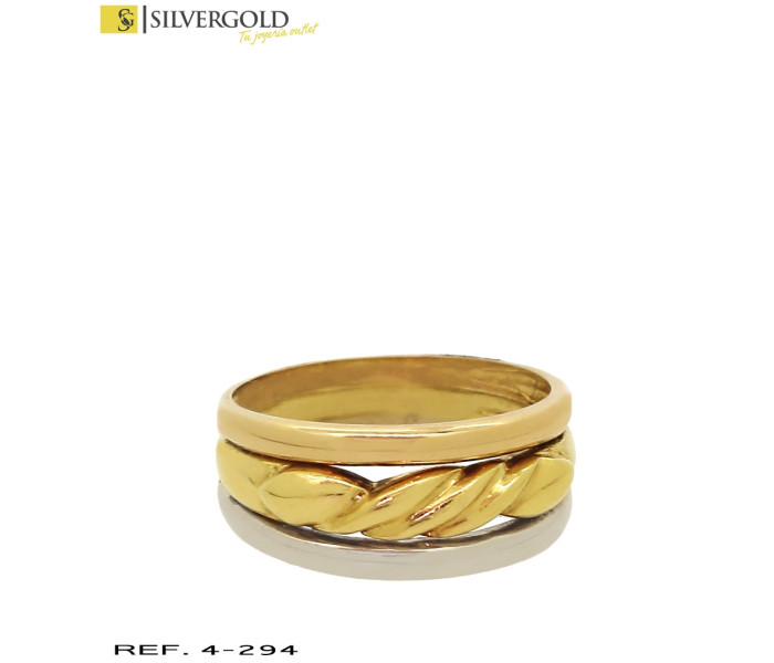 1-4-294-2-Anillo bicolor 3 aros, el central gallonado (4.96 L 1372)